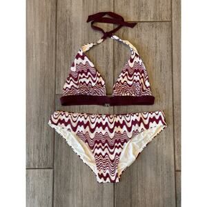 Missoni Mare Zig Zag Bikini White/ Burgundy size 48 / 12
